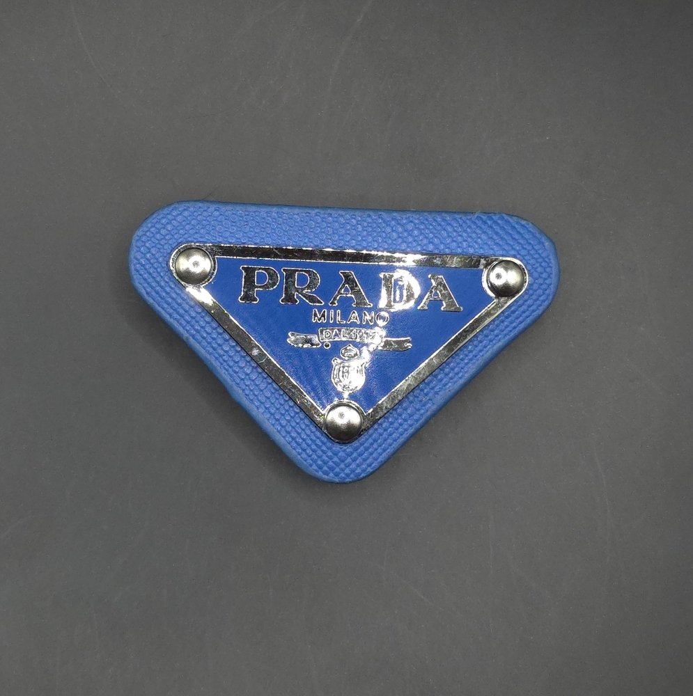 Blue Prada Triangle Patch/Croc Charm